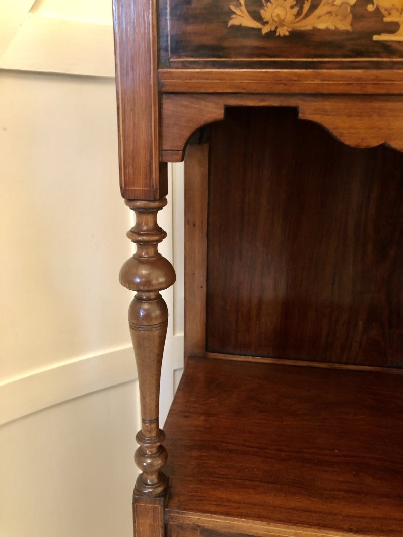 Antique Victorian Inlaid Rosewood Side Cabinet - Image 8